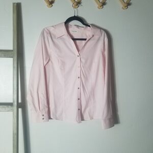 CALVIN KLEIN WOMEN'S PINK BUTTON DOWN BLOUSE ESTIMATED SIZE LARGE